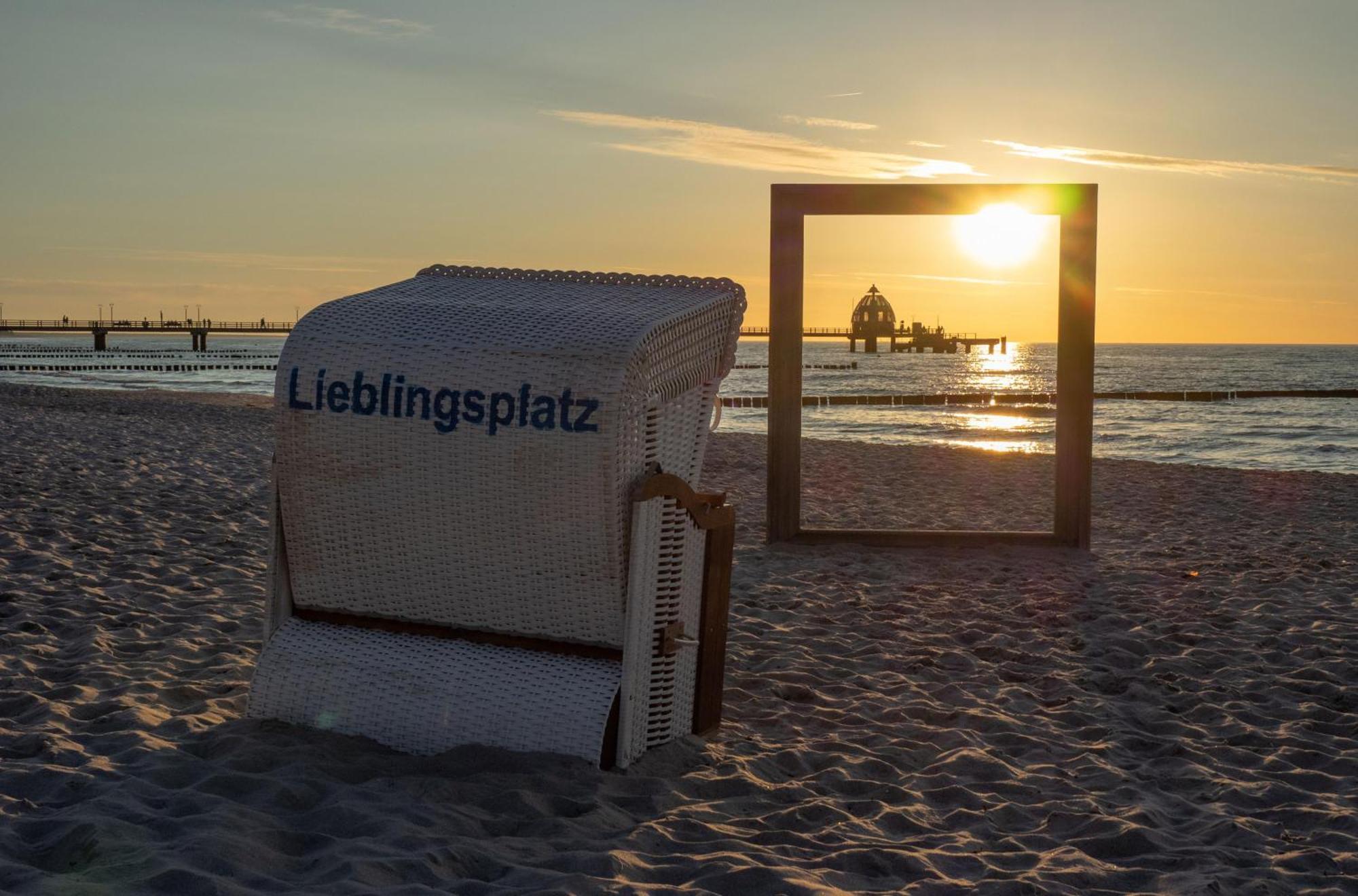 Kranichtanz An Der Seebruecke Zingst Buitenkant foto